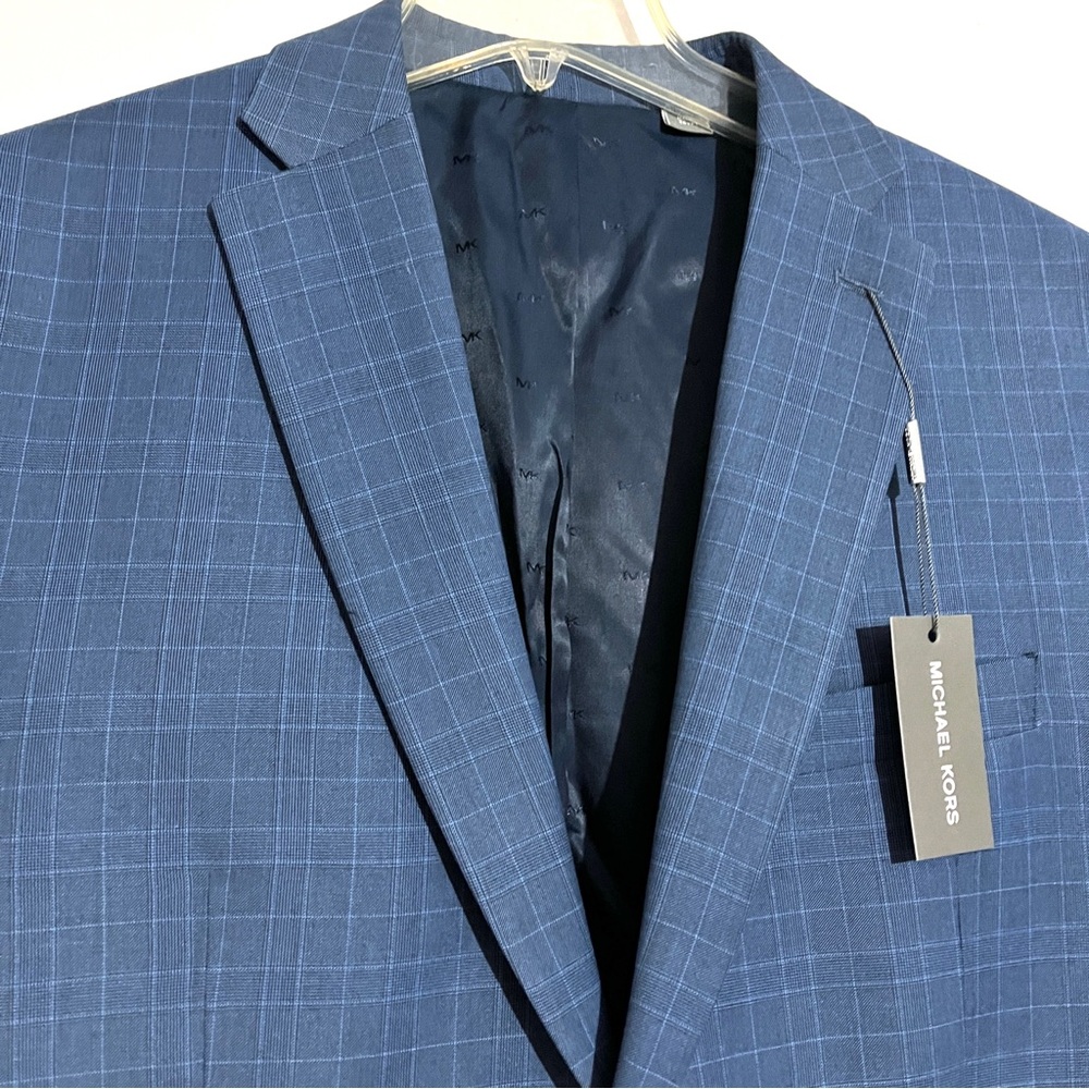 NWT Michael Kors Kevin Two-Button Blue Plaid Suit Jacket NEW - Picture 6 of 14